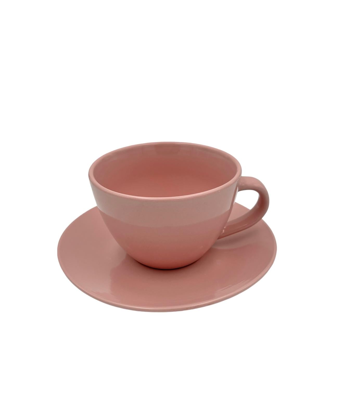 Tazza da Colazione  con Piatto in Gres Kaleidos Rosa