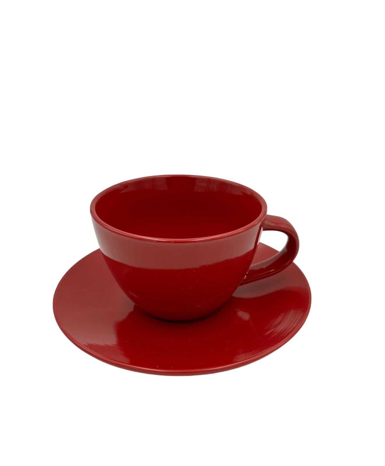 Tazza da Colazione  con Piatto in Gres Kaleidos Rossa