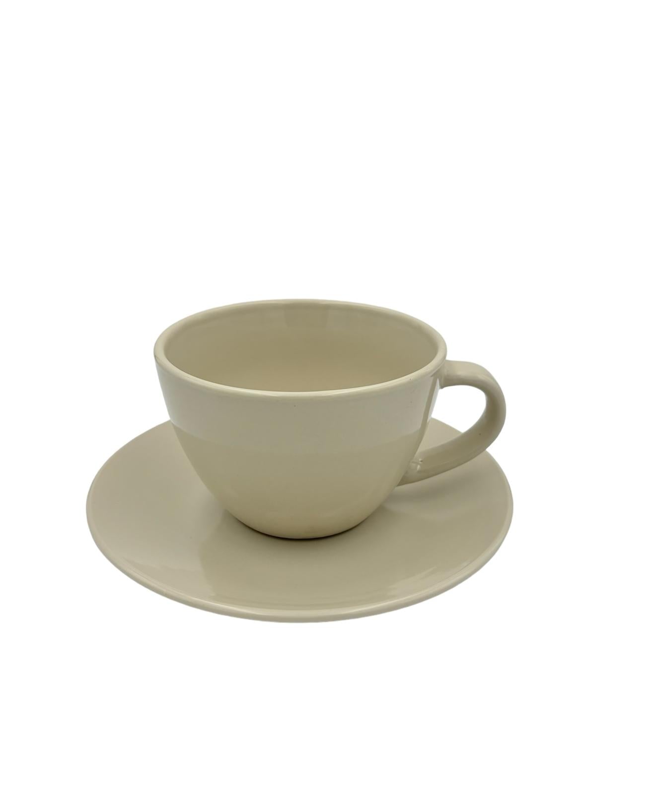 Tazza da Colazione  con Piatto in Gres Kaleidos Bianca