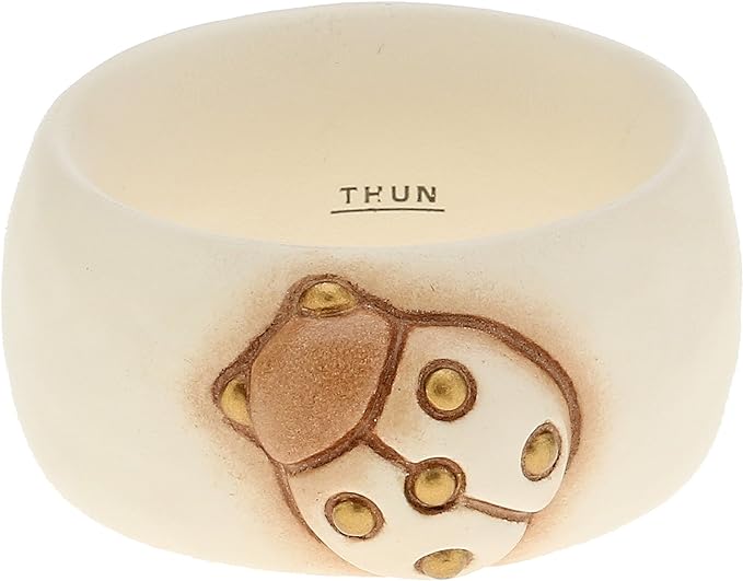 THUN - C1961A80B Portatovaglioli Coccinella, Ceramica, Avorio, 7.5 x 6.4 x 2.9 cm