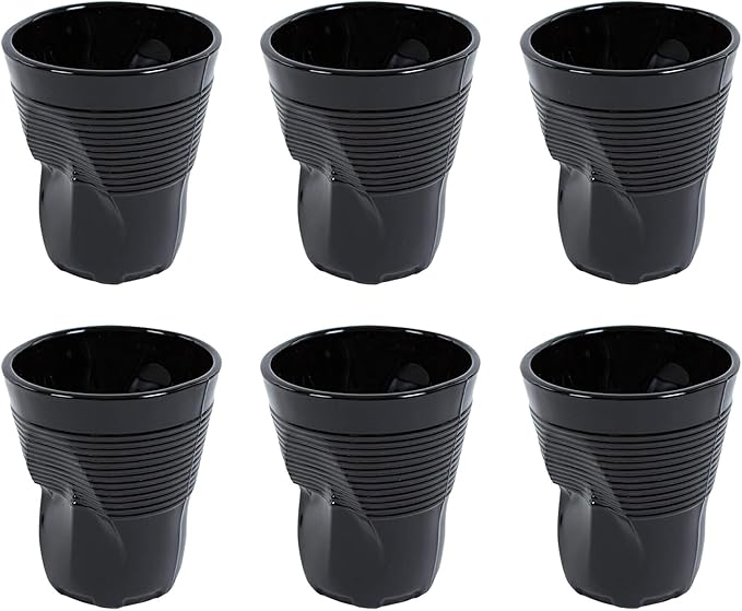 kaleidos Set 6 Bicchieri Accartocciati 22 cl Ø8 cm in Vetro Pressato Neri