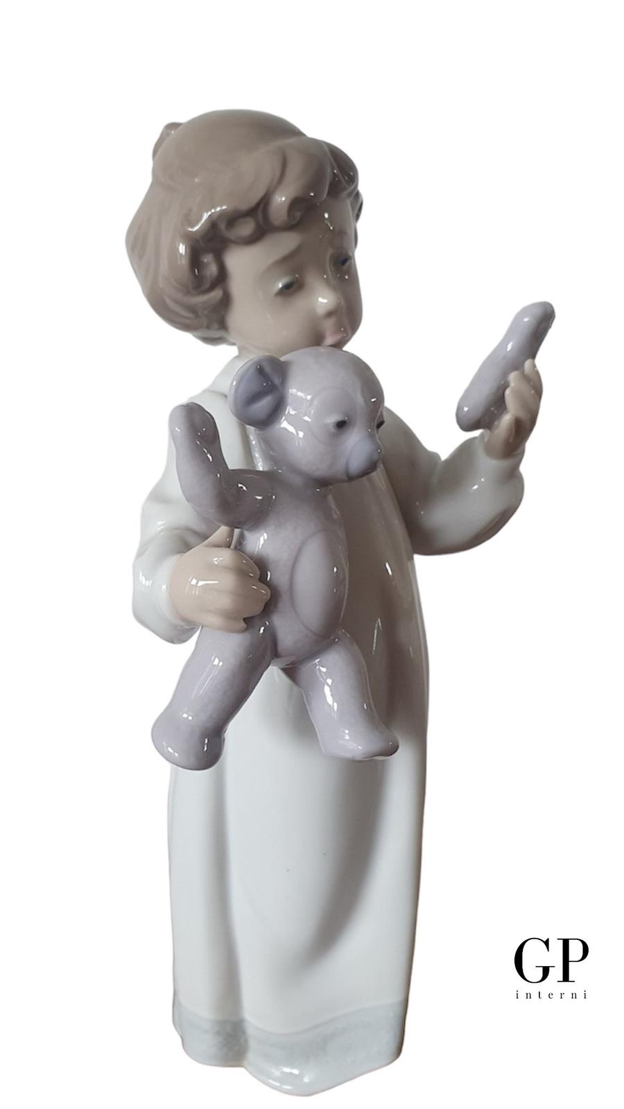 Nao di Lladro Povero Teddy! Statuetta In Porcellana