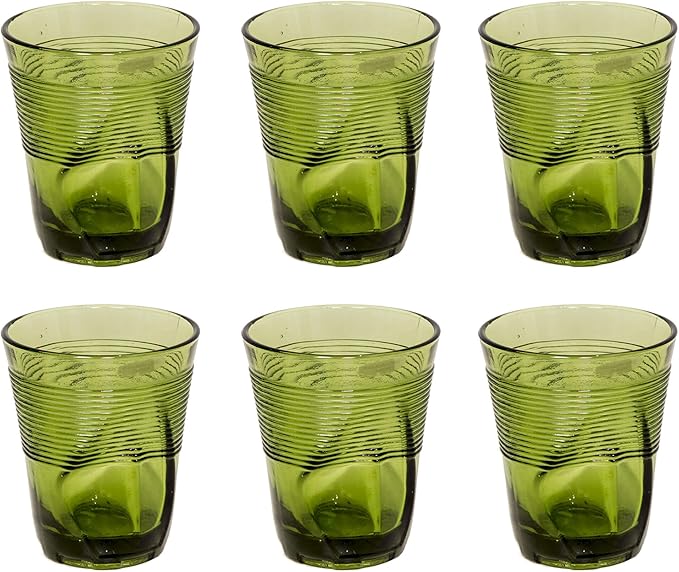 kaleidos Set 6 Bicchieri Accartocciati 36 cl Ø9 cm in Vetro Pressato Verdi