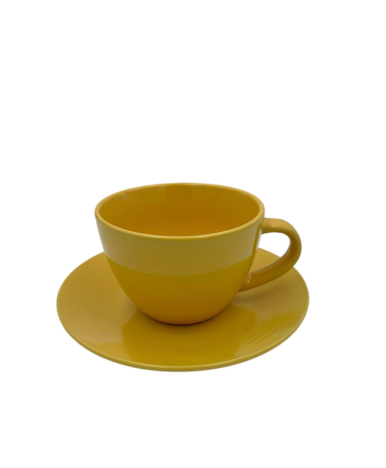 Tazza da Colazione  con Piatto in Gres Kaleidos Gialla