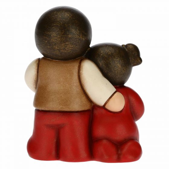 Bimbi con gatto Presepe Classico rosso