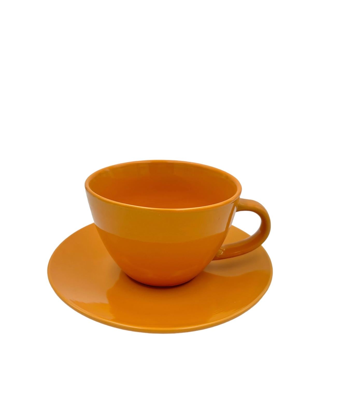 Tazza da Colazione  con Piatto in Gres Kaleidos Arancione